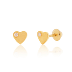 Brinco Coração Brilhantes em Ouro 18k para Bebês