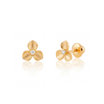 Brinco Orquídea com Brilhante em Ouro 18k para Bebê