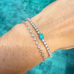 Pulseira Turmalina Paraíba Brasileira e brilhantes em Ouro Branco 18k