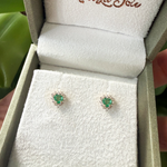 Brinco Coração Esmeralda e Brilhantes Ouro 18k