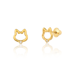 Brinco Gatinho Vazado com Brilhantes Ouro 18k