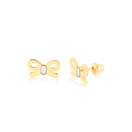 Brinco Laço Liso Ouro Branco 18k
