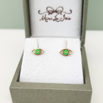 Brinco Olho Grego Brilhante Verde em Ouro 18k