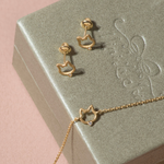 Brinco Gatinho Vazado com Brilhantes Ouro 18k