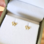 Brinco Laço Vazado com Brilhante em Ouro 18k para Bebês
