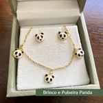 Brinco Panda Esmaltado em Ouro 18k Infantil
