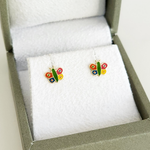 Brinco Borboleta Esmaltada em Colorida Ouro 18k Infantil