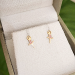 Brinco Bailarina Rosa Esmaltado em Ouro 18k