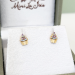 Brinco Cupcake Pedras Naturais em Ouro 18k