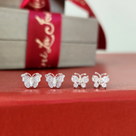 Brinco Borboleta Brilhantes em Ouro Branco 18k