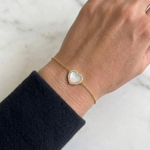 Pulseira Coração Madrepérola e Brilhantes Pequena Ouro 18k
