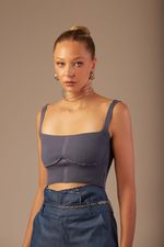 Blusa Tricot Lele Azul Jeans