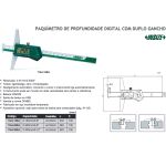 Paquímetro de Profundidade Digital INSIZE com Duplo Gancho 300mm / 12
