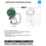 Medidor de Espessura Digital Pontas Planas de Ceramica INSIZE 0 a 10mm x  0,001mm - 2871-101