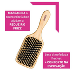 Escova De Cabelo Belliz Wood Madeira Racket 445 Bege