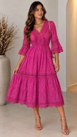 VESTIDO CURTO M/L TEC LEDE 100% ALG R1671