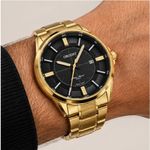 RELÓGIO ORIENT DOURADO COM MOSTRADOR PRETO SS1153