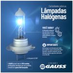 Lâmpada H7 24V 70W Halógena Incolor PX26D Gauss GL48H7 Caminhão Ônibus Trator