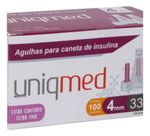 Agulha Caneta Insulina 4mmx33g (cx 100) - Uniqmed