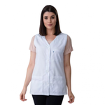 JALECO FEMININO BRANCO CAVADO COM LESE - NAMASTÊ