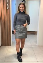 Saia curta PU The Style Box | Cinza 