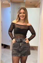 Cropped tule Ana Iris | Preto