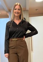 Camisa de cetim Aishty | Preto
