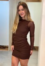 Vestido tule Maressa | Marrom 