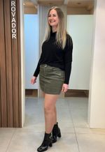 Saia veludo cotelê com cinto Lin | Verde