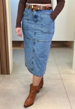 Saia jeans midi Max Denim | Jeans Médio