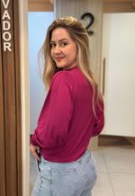 Blusa feminina manga longa detalhe ombro Lunender | Fúcsia 