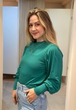 Blusa feminina manga longa detalhe ombro Lunender | Verde