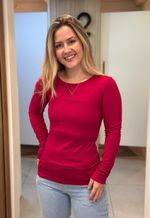 Blusa feminina básica manga longa gola redonda Lunender | Pink 