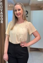 Blusa manga curta Eduarda Aishty | Bege