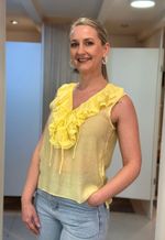 Blusa regata com babados Eagle Rock | Amarelo