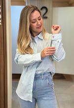 Camisa feminina listrada Max Denim | Azul