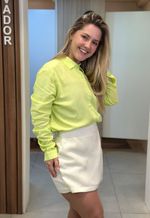 Camisa feminina linho confort Max Denim | Verde Lima