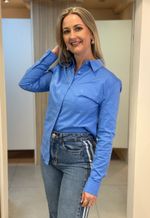 Camisa feminina slim Max Denim | Azul