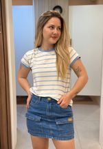 Saia curta jeans cargo Max Denim | Jeans Médio