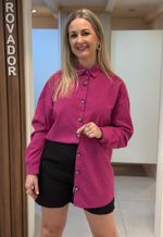 Camisa over linho Max Denim | Fúcsia