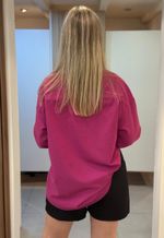 Camisa over linho Max Denim | Fúcsia