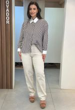 Calça feminina de linho reta Sawary | Cru