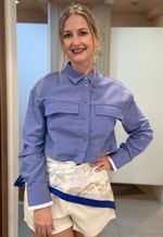 Camisa feminina cropped Amanda The Style Box | Azul