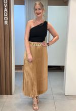 Saia midi plissada The Style Box | Bege