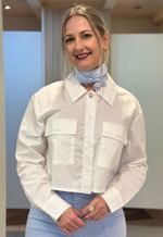Camisa feminina com botões de metal The Style Box | Branco