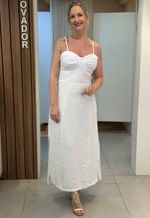 Vestido midi alça regulável e amarração Chen Z.K. | Branco