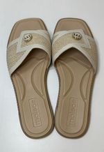  Rasteira slide com tira larga Moleca | Cru e Off White