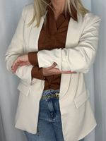 Blazer Alfaiataria Manga Drapeada Amaram | Bege 