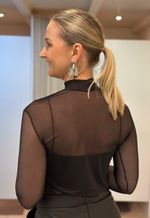Blusa tule manga longa Nina | Preto