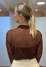 Blusa tule manga longa Nina | Marrom